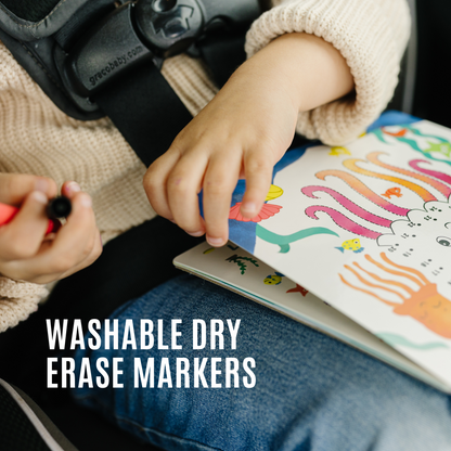 Small 7" Dry Erase Activity Book (incl. 2 Washable Markers & Reusable Stickers)