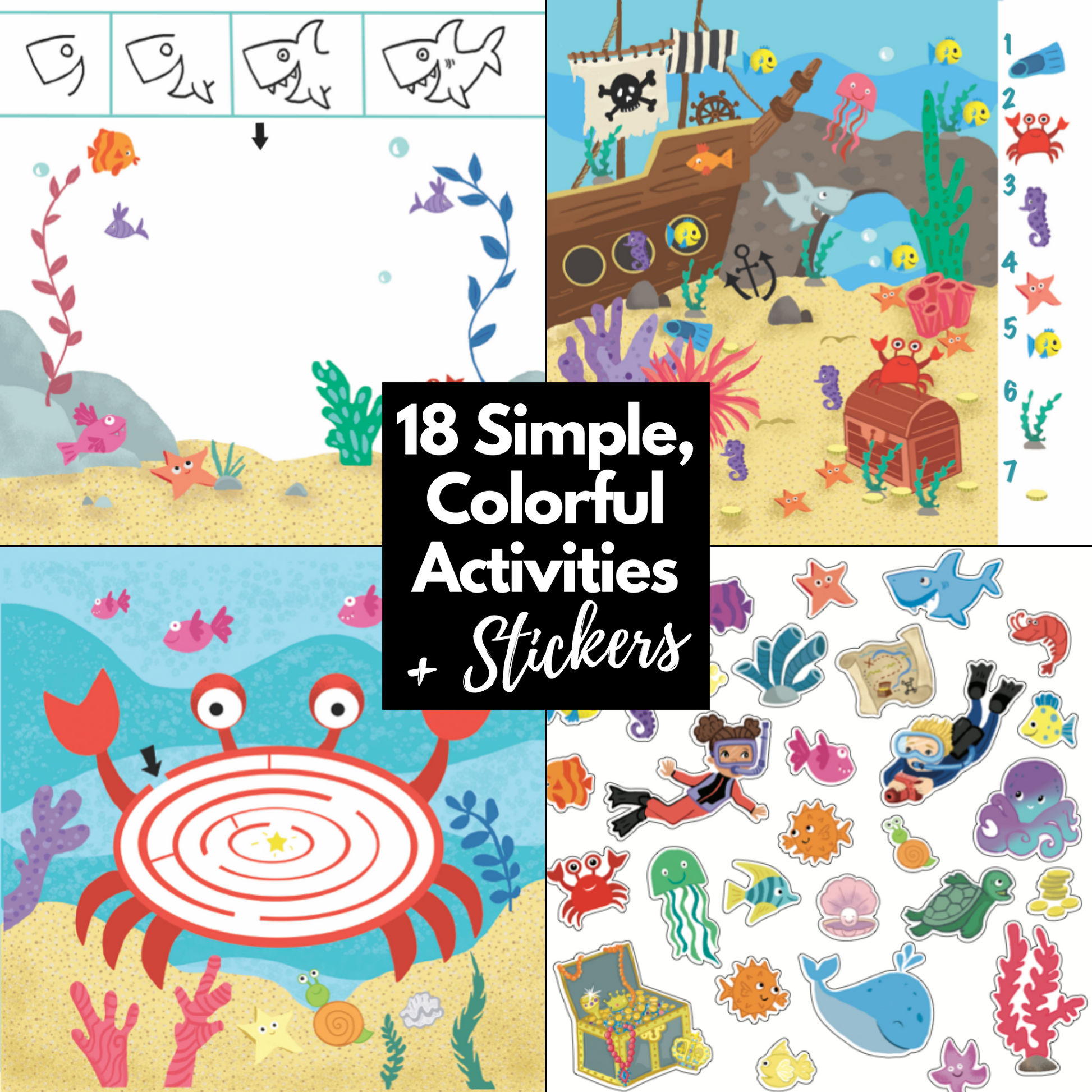  Totebook Dry Erase Kids Activity Book with Crayola Washable  Markers, Reusable Stickers- for Airplane or Car Travel, Ages 3, 4, 5, 6,  Search & Find, Tracing, Mazes (Jungle) : Toys & Games