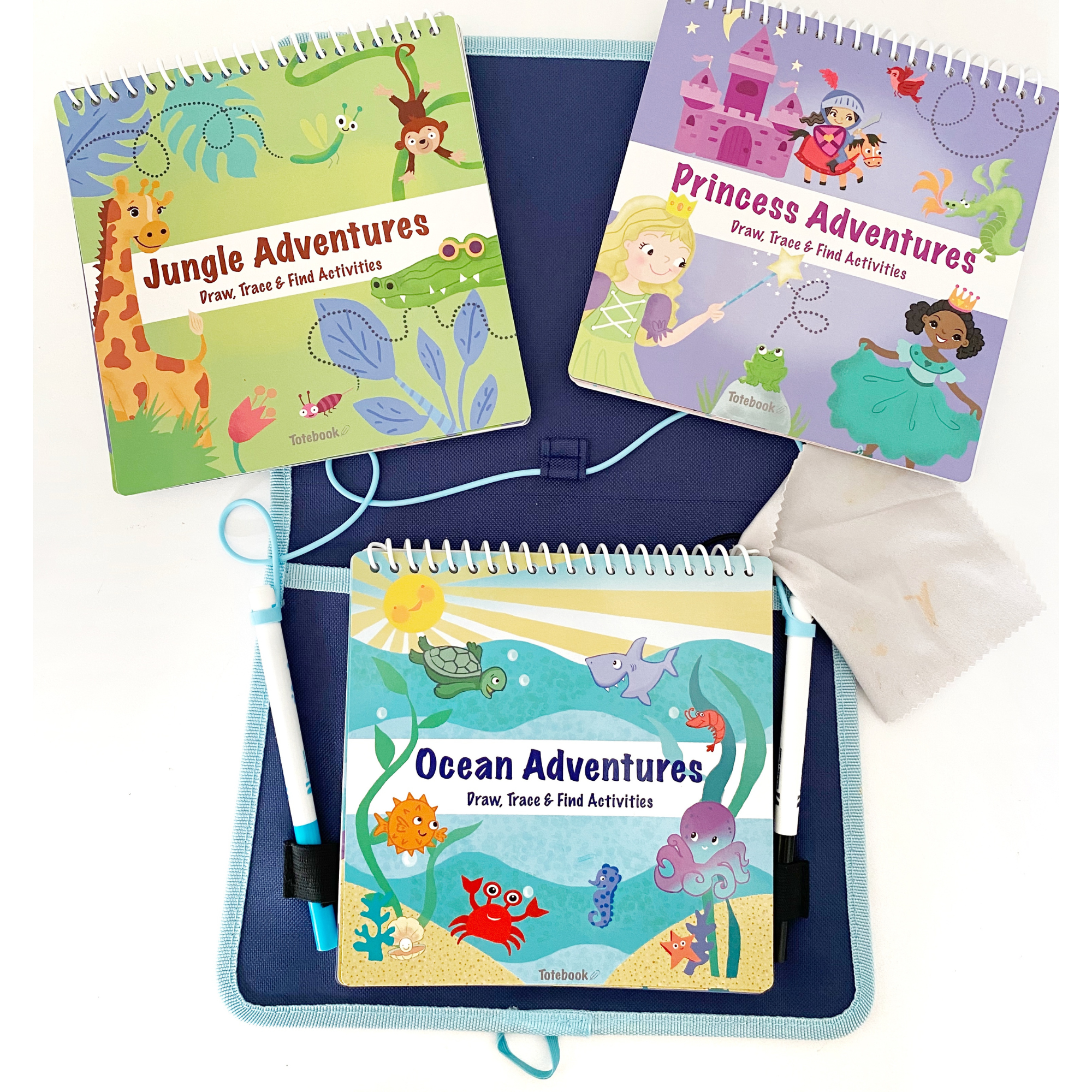 Totebook Replacement Book for Kids Travel Dry Erase Activity Kit for Ages  3-8, Includes Two Washable Markers, Mazes, Seek Find, Coloring, Drawing